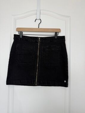 Roxy High Waisted Denim Black Mini Skirt